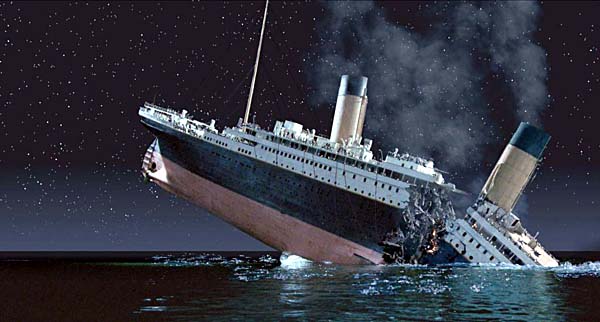 Image result for image of the titanic sinking