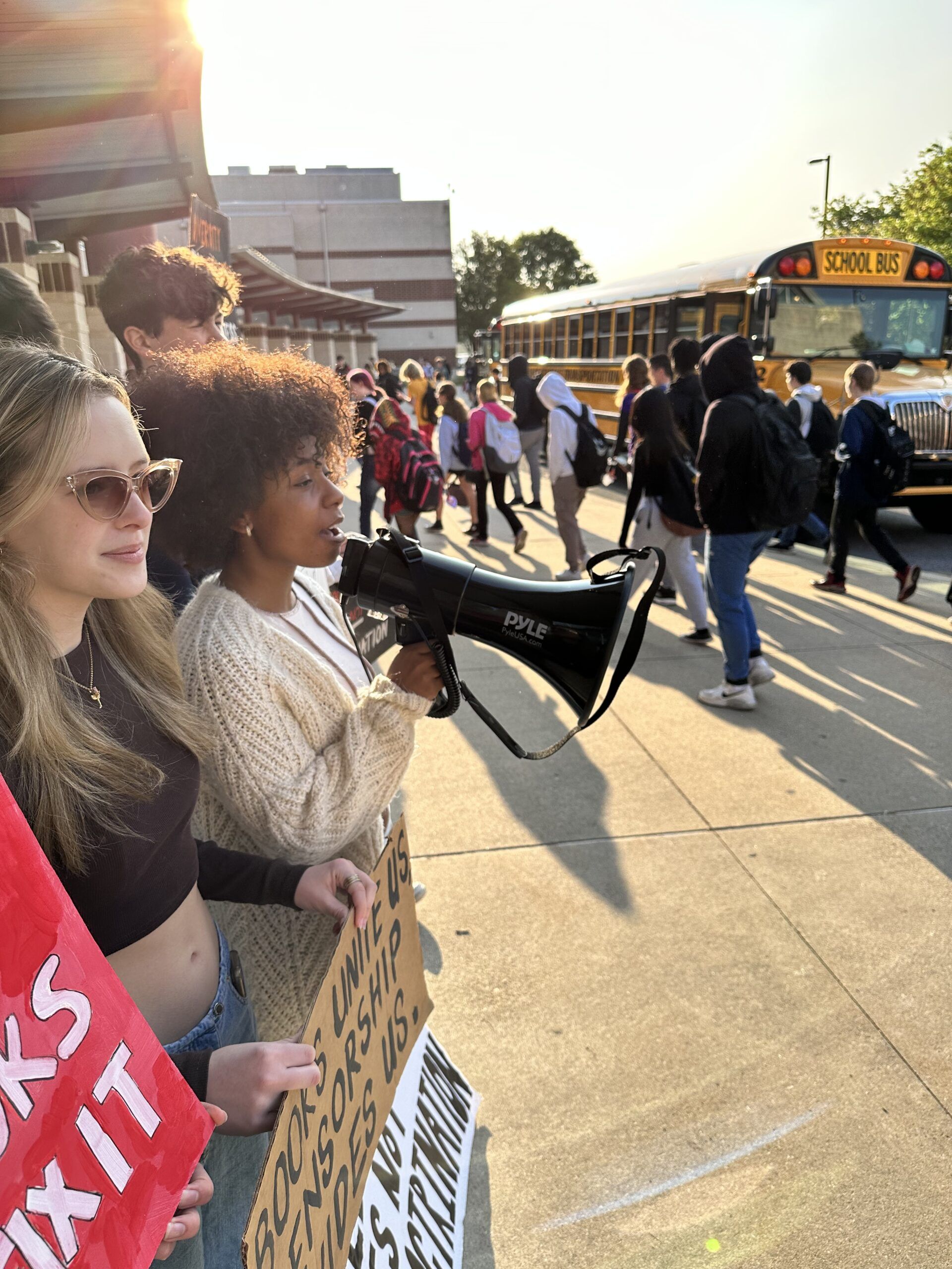 Image of students at Central York High School protesting book bans.