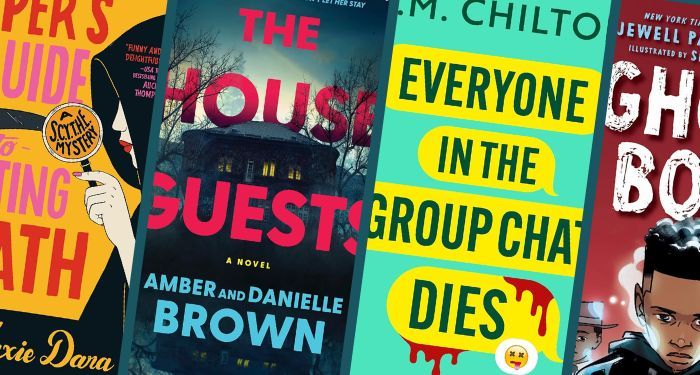 four slices of covers of new mysteries and thrillers coming out December 2025