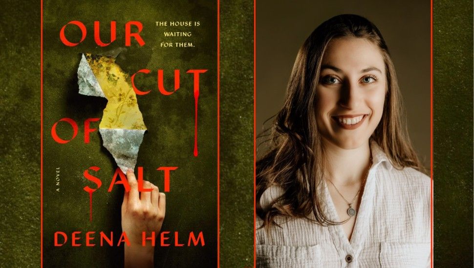 The cover of Our Cut of Salt and a photo of Deena Helm
