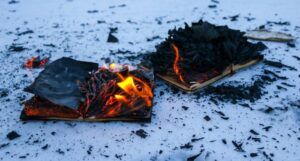 image of two books on fire