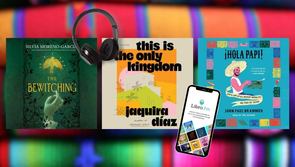 covers of three audiobooks by Latine authors